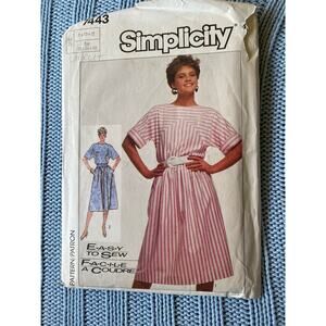 Simplicity 7443 Shirt dress pattern 1980s size 8 10 12